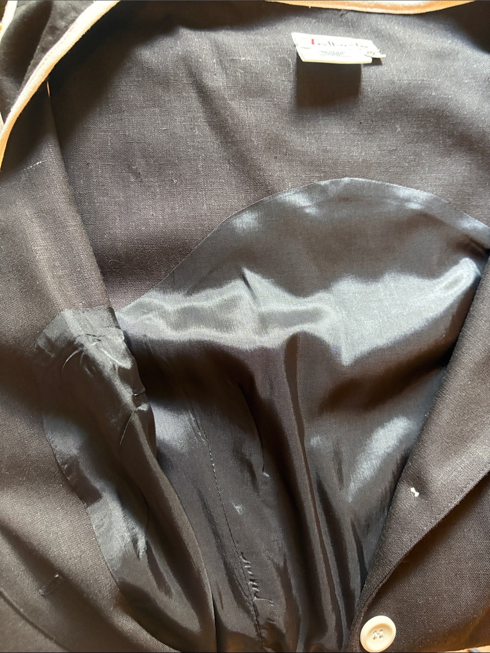 Vintage TALBOTS Belted Linen Black White Piping Button Down Sun Dress size 12 - Picture 11 of 11